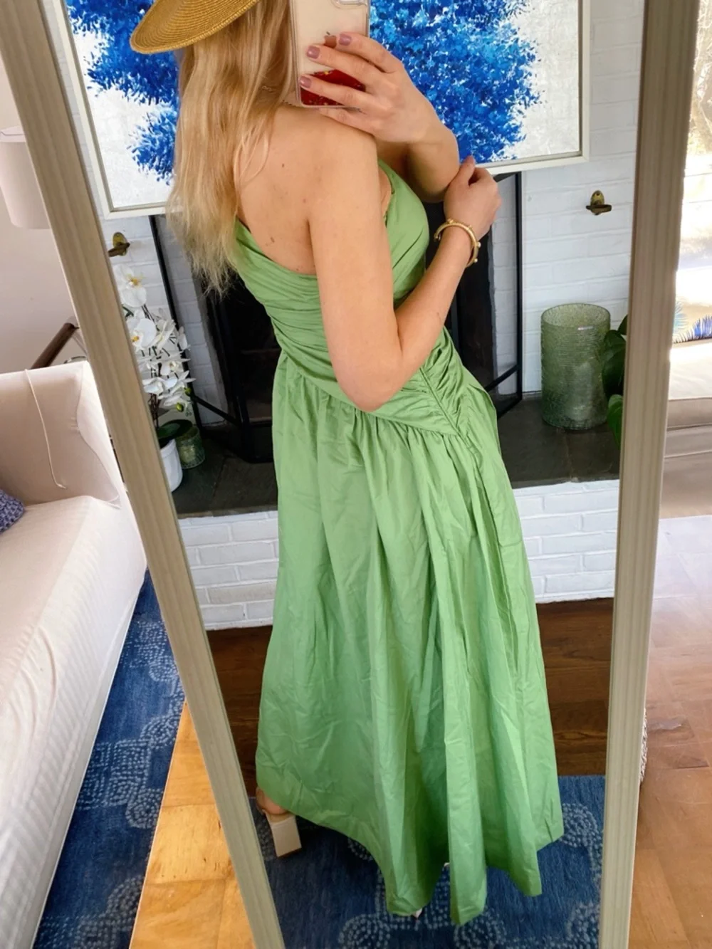 ABERCROMBIE & FITCH Green One-Shoulder Ruched Cut Out Maxi Dress! 🍃 - Picture 5 of 17